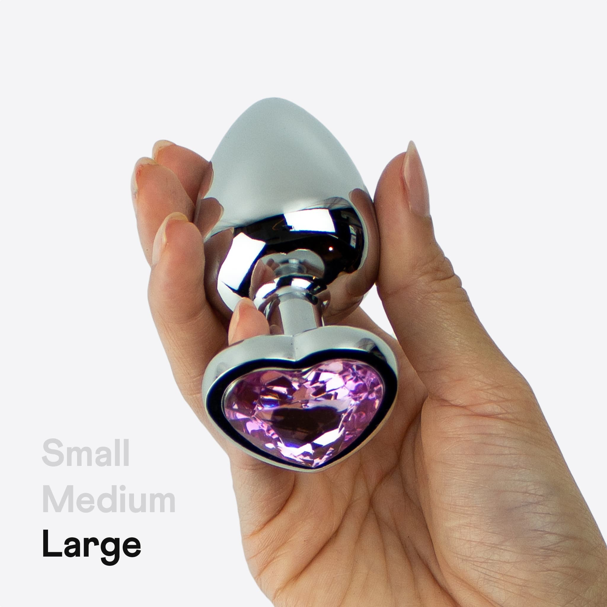 Amina Jewel butt plug i stål med juvel hjerte 3 stk