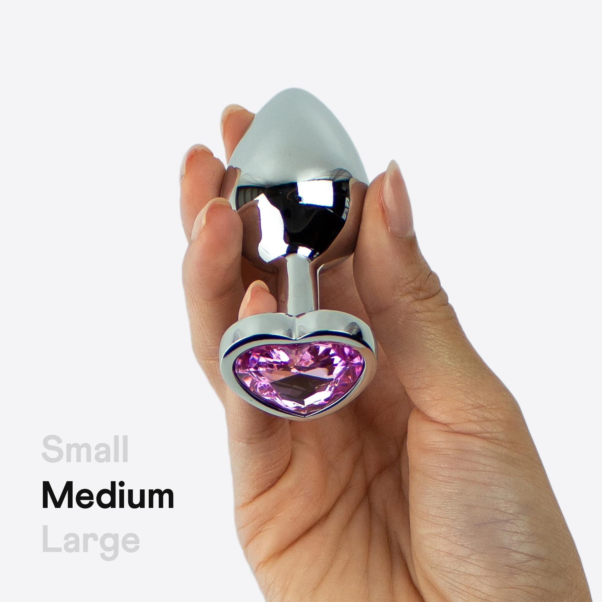 Amina Jewel butt plug i stål med juvel hjerte 3 stk