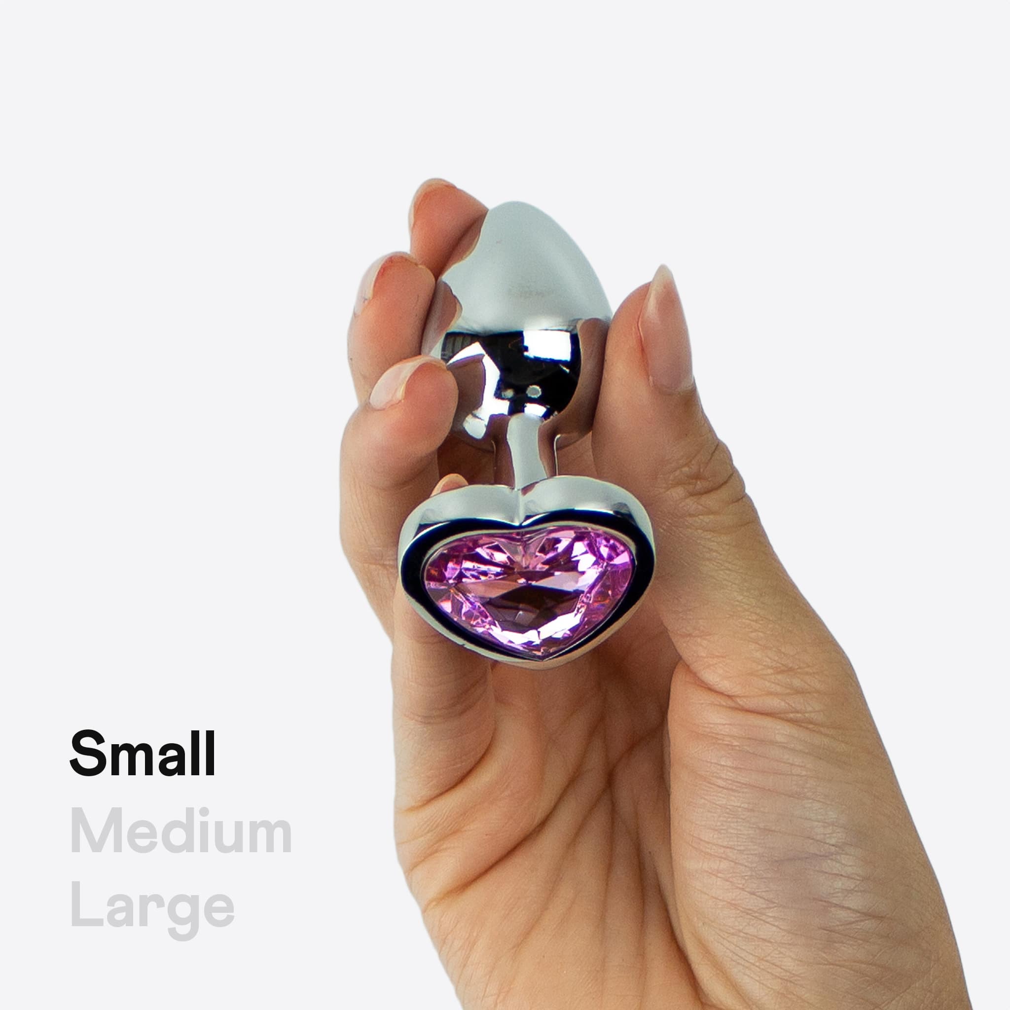 Amina Jewel butt plug i stål med juvel hjerte 3 stk