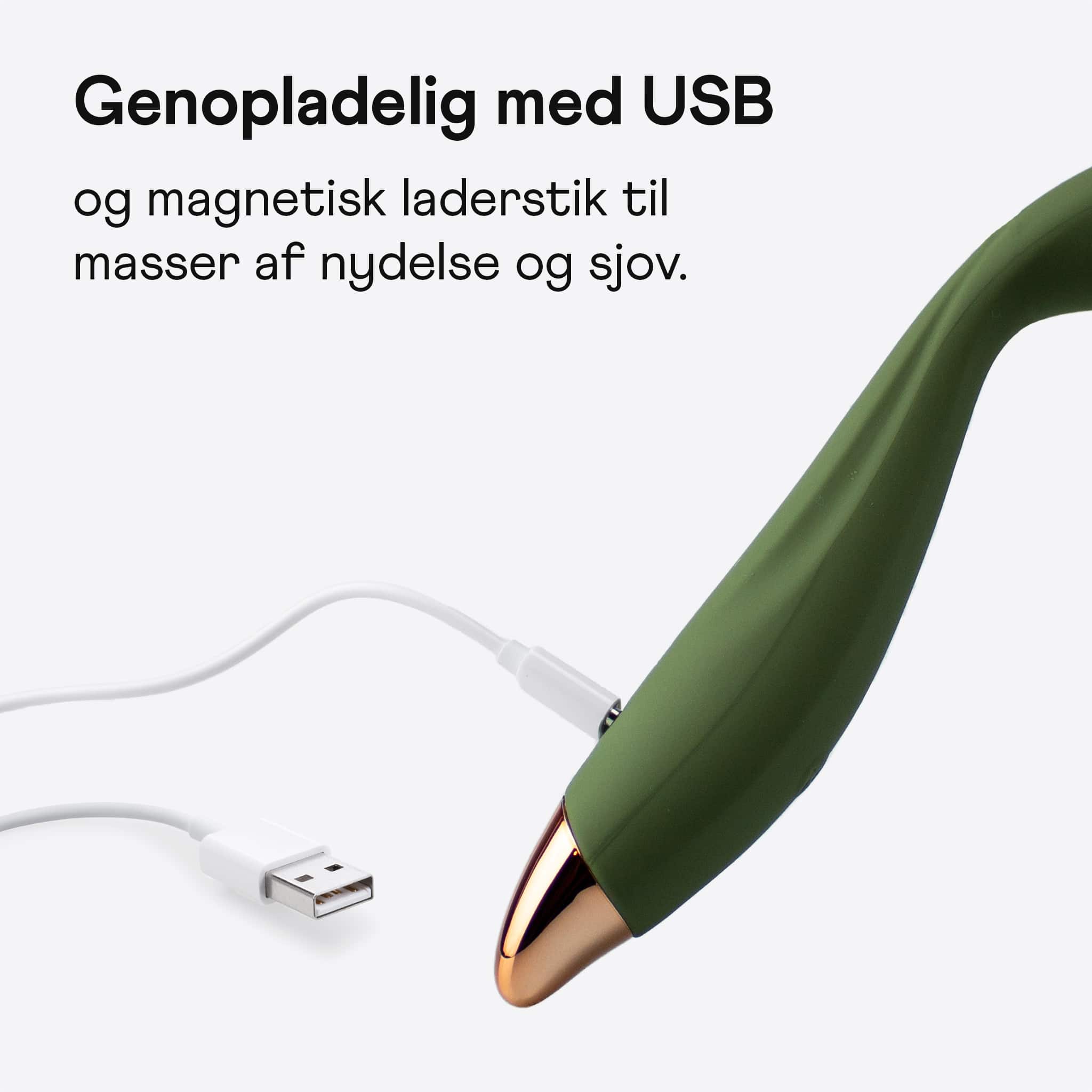 Amina Sleek fleksibel fingervibrator i grøn med oplader